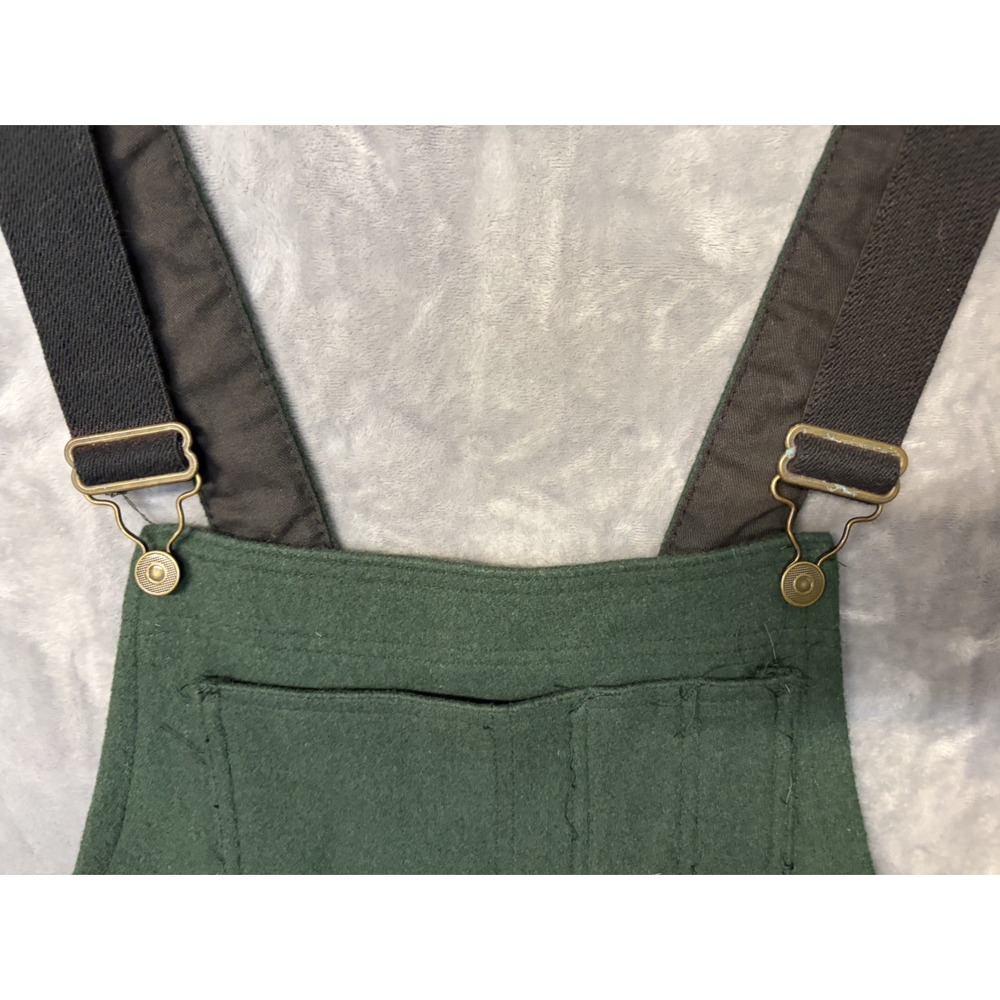 VTG Codet Bib Overalls Mens Mediun 30 in Green Wool Blend  Hunting Outdoor 90s - Picture 12 of 12